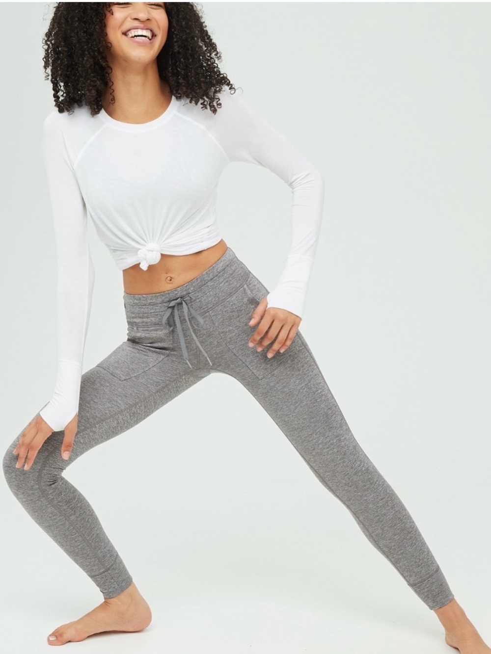 Offline by Aerie Warmup Drawcord Leggings in Heather Gray | Size Medium